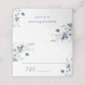 Elegante stoffige blauwe winter bladeren bruiloft  plaatskaartje (Buitenkant ongevouwen)