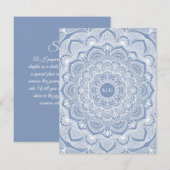Elegante stoffige blauwe witte kanten mandala klas kaart (Voorkant / Achterkant)