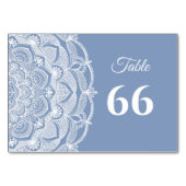 Elegante stoffige blauwe witte kanten mandala klas kaart (Voorkant)