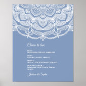 Elegante stoffige blauwe witte kanten mandala klas poster (Voorkant)