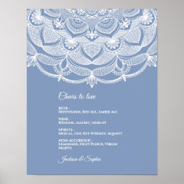 Elegante stoffige blauwe witte kanten mandala klas poster