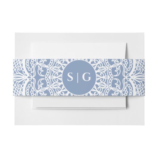 Elegante stoffige blauwe witte kanten mandala klas uitnodigingen wikkel (Voorkant Voorbeeld)