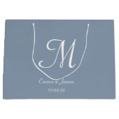 Elegante Stoffige Blauwe & Witte Monogramnaam Groot Cadeauzakje (Voorkant)