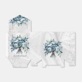 Elegante stoffige blauwe zilveren boeket bruiloft bedankdoosjes (Uitgevouwen)