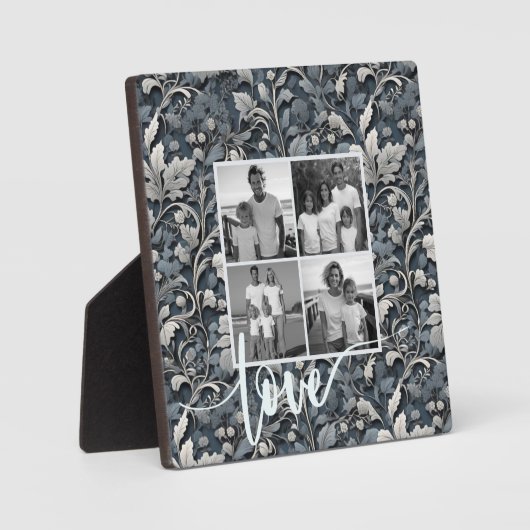 Elegante stoffige blauwe zilveren witte grijze blo fotoplaat (Voorkant)