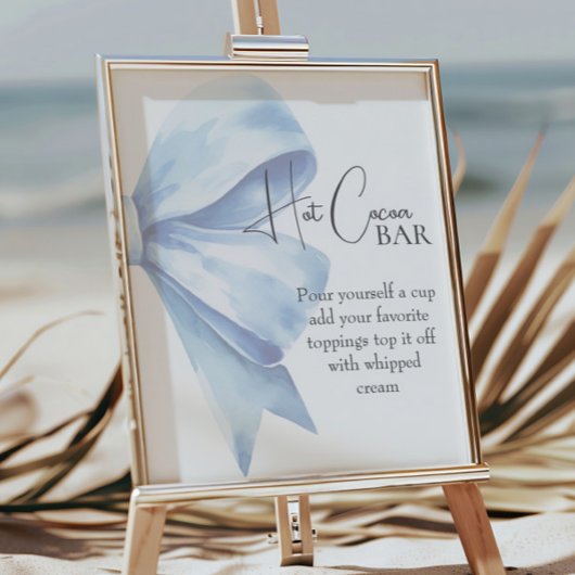 Elegante stoffige Blue Bow Baby shower Hot Cocoa B Poster