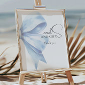 Elegante stoffige Blue Bow Baby shower Kaarten en  Poster