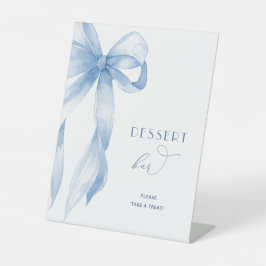 Elegante stoffige Blue Bow Vrijgezellenfeest Desse Reclamebord Met Voetstuk