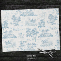 Elegante  stoffige Blue Horse Hunting Toile