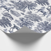 Elegante  stoffige Blue Horses in Bossen Toile Cadeaupapier (Hoek)
