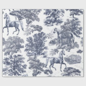 Elegante  stoffige Blue Horses in Bossen Toile Cadeaupapier (Vlak)