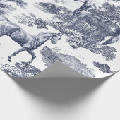Elegante  stoffige Blue Horses in Bossen Toile Cadeaupapier (Hoek)