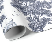 Elegante  stoffige Blue Horses in Bossen Toile Cadeaupapier (Rol Hoek)