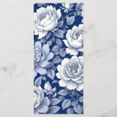 Elegante stoffige Franse Blauwe Vintage Bloemen Hu Menu (Achterkant)