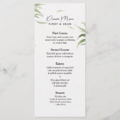 Elegante stoffige groen gebladerte bruiloft menu (Voorkant)