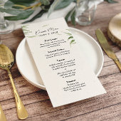 Elegante stoffige groen gebladerte bruiloft menu