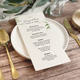 Elegante stoffige groen gebladerte bruiloft menu