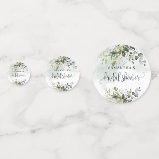 Elegante stoffige groene eucalyptus gouden Bruidsd Confetti (Achterkanten)