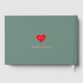 Elegante stoffige groene Roos gouden bruiloften Ju Gastenboek (Achterkant)