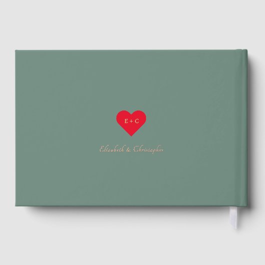 Elegante stoffige groene Roos gouden bruiloften Ju Gastenboek (Achterkant)