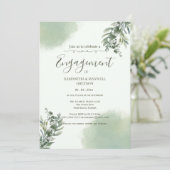 Elegante stoffige groene script uitnodiging voor v (Staand voorkant)