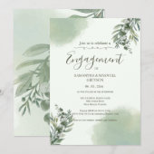 Elegante stoffige groene script uitnodiging voor v (Voorkant / Achterkant)