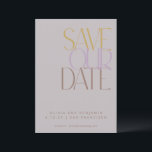 Elegante stoffige lila mid century moderne typogra save the date<br><div class="desc">Elegante stoffige lila mid century moderne typografie Bewaar de datum</div>