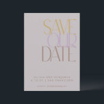 Elegante stoffige lila mid century moderne typogra save the date<br><div class="desc">Elegante stoffige lila mid century moderne typografie Bewaar de datum</div>