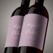 Elegante stoffige Lila zilveren glitter bruiloft Wijn Etiket