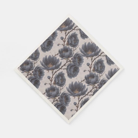 Elegante stoffige marineblauwe bloem rustieke brui servet (Hoek)