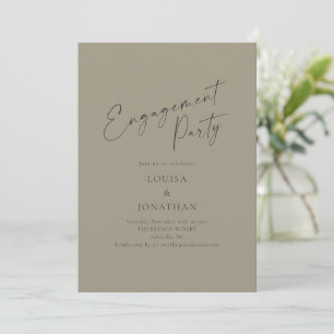 Elegante stoffige olijfgroene script verlovingsfee kaart