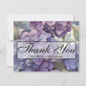 Elegante stoffige paarsblauwe waterverf hydrangea' bedankkaart (Voorkant)