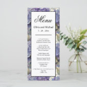 Elegante stoffige paarsblauwe waterverf hydrangea' menu (Staand voorkant)