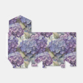 Elegante stoffige paarse blauwe waterverf hortensi bedankdoosjes (Uitgevouwen)