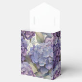 Elegante stoffige paarse blauwe waterverf hortensi bedankdoosjes (Geopend)