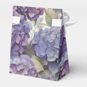 Elegante stoffige paarse blauwe waterverf hortensi bedankdoosjes (Achterkant)