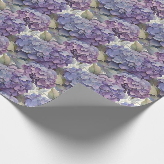 Elegante stoffige paarse blauwe waterverf hortensi cadeaupapier (Hoek)