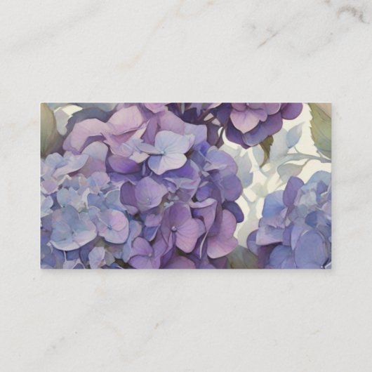 Elegante stoffige paarse blauwe waterverf hortensi informatiekaartje (Achterkant)