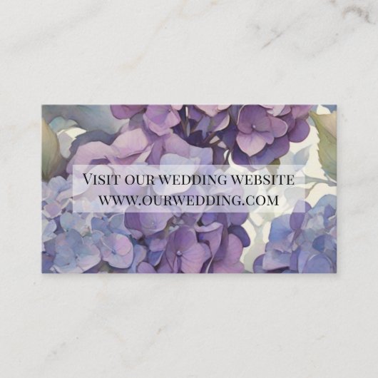 Elegante stoffige paarse blauwe waterverf hortensi informatiekaartje (Voorkant)