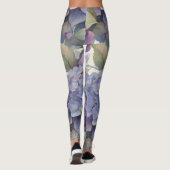 Elegante stoffige paarse blauwe waterverf hortensi leggings (Achterkant)