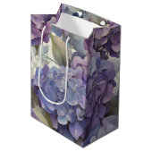 Elegante stoffige paarse blauwe waterverf hortensi medium cadeauzakje (Voorkant Gekanteld)