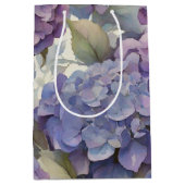 Elegante stoffige paarse blauwe waterverf hortensi medium cadeauzakje (Voorkant)