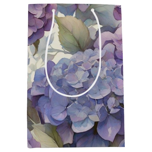 Elegante stoffige paarse blauwe waterverf hortensi medium cadeauzakje