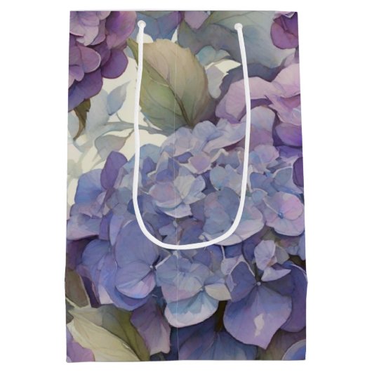 Elegante stoffige paarse blauwe waterverf hortensi medium cadeauzakje (Achterkant)