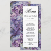 Elegante stoffige paarse blauwe waterverf hortensi menu (Voorkant / Achterkant)
