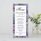 Elegante stoffige paarse blauwe waterverf hortensi menu (Staand voorkant)