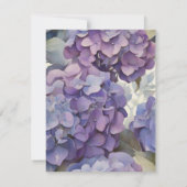 Elegante stoffige paarse blauwe waterverf hortensi save the date (Achterkant)