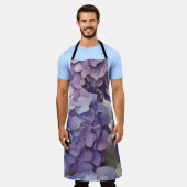 Elegante stoffige paarse blauwe waterverf hortensi schort (Gedragen)