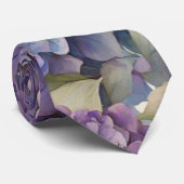 Elegante stoffige paarse blauwe waterverf hortensi stropdas (Opgerold)