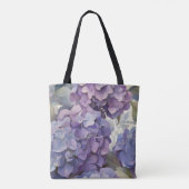 Elegante stoffige paarse blauwe waterverf hortensi tote bag (Achterkant)